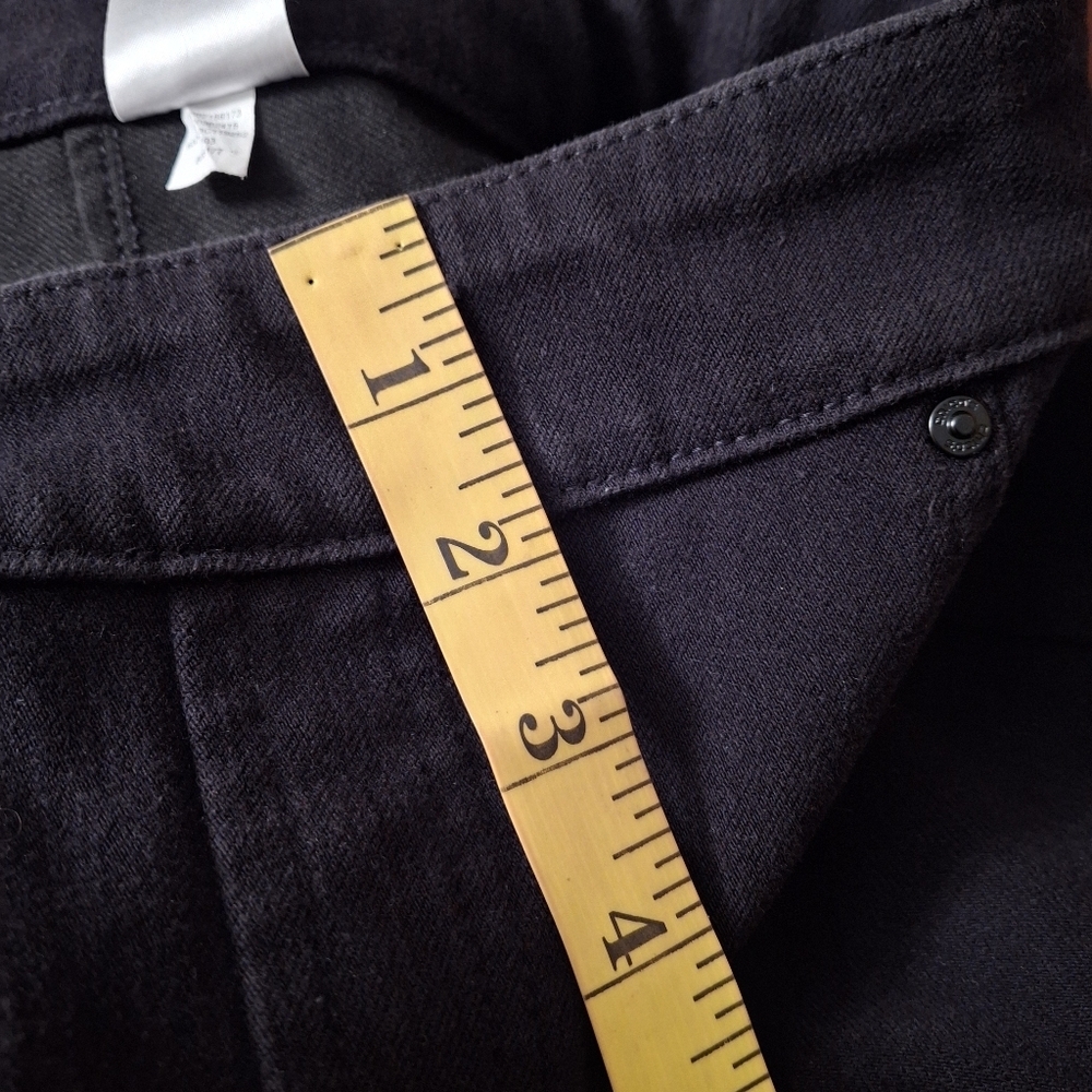 Chico's Pull-on Wide Leg Cropped Stretch Cotton Blend Black Pants Women Size 12P - Picture 12 of 16